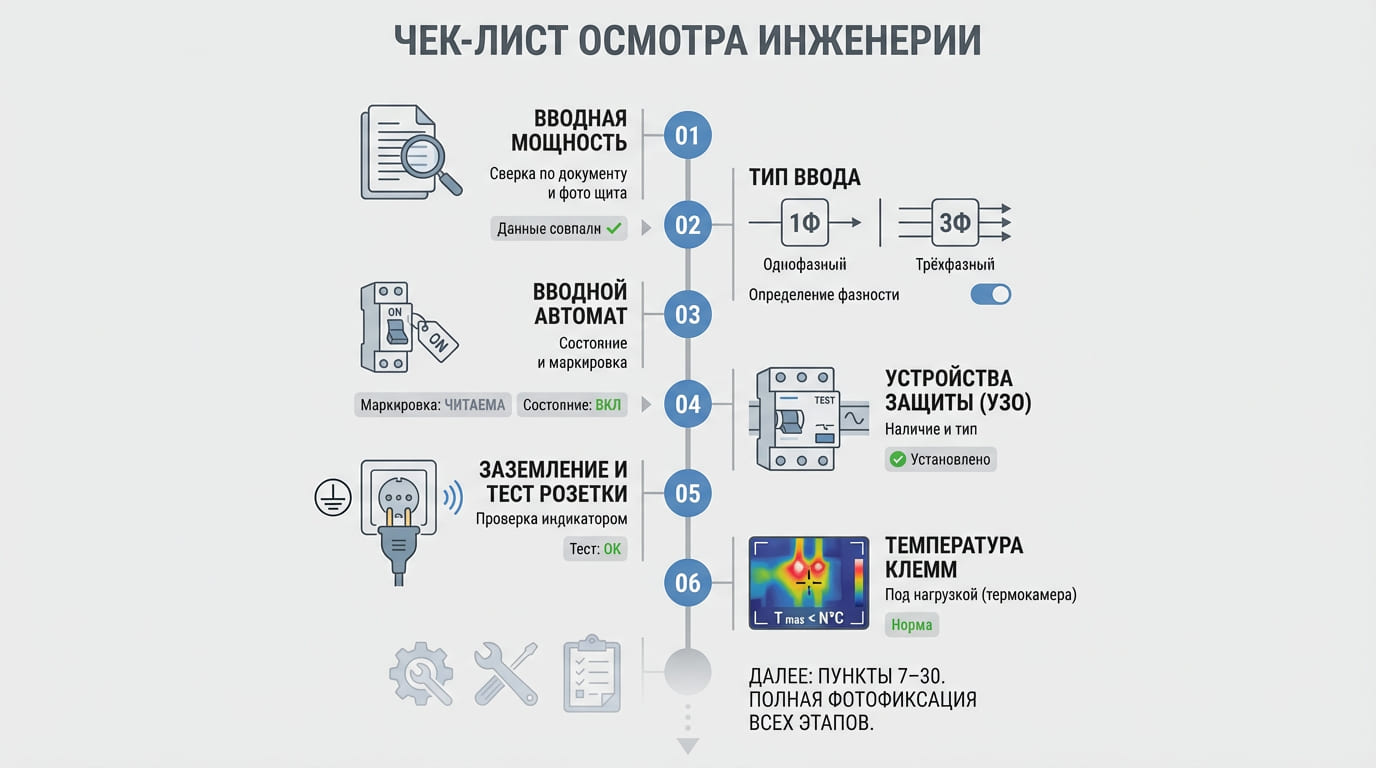 чек-лист осмотра инженерии